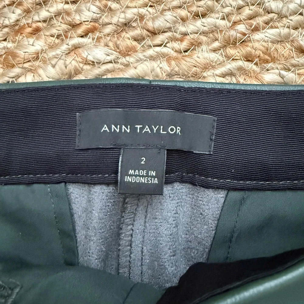 Ann Taylor Dark Green Faux Leather Trousers - Picture 2 of 3